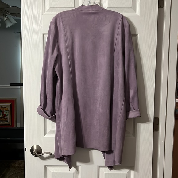 Chico’s suede-cloth long jacket in light purple Size 3 or 16 - Picture 3 of 7
